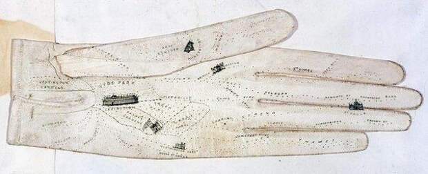 Карта Лондона на женской перчатке, 1851 г.  знаменитости, история, редкие кадры, фото