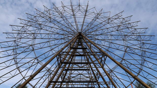 Монтаж колеса обозрения в парке