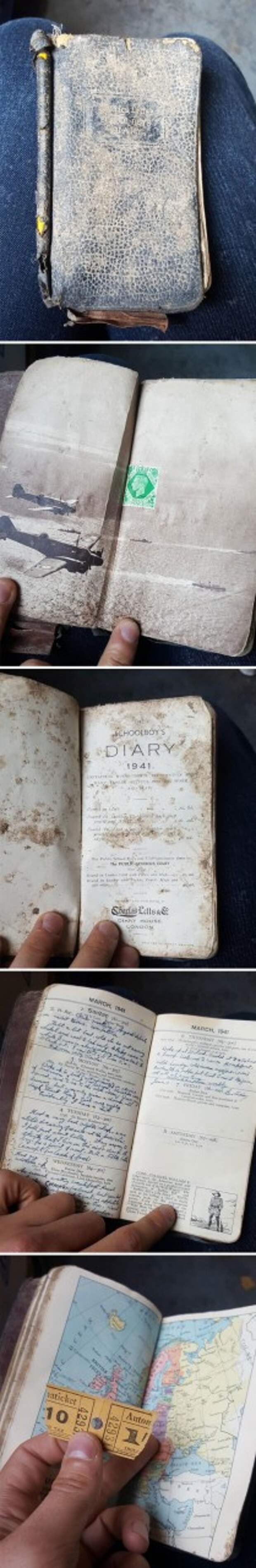 4. Заполненный дневник школьника, 1941 год, найден сотрудником компании по утилизации отходов Неожиданная находка, интересные вещи, интересные находки, находки, находки и открытия, не ждали, случайно
