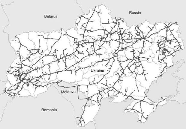 Схема газотранспортной системы Украины в настоящий момент