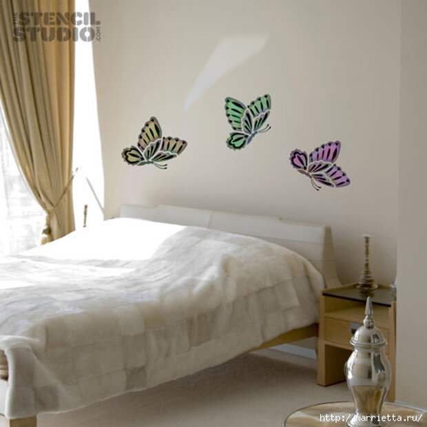 Порхающие бабочки в интерьере. Трафареты для стен и потолка (14) (500x500, 99Kb)