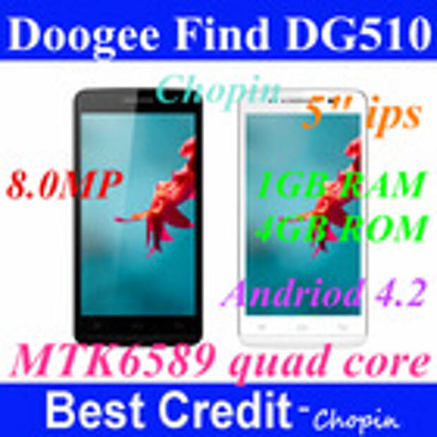Doogee Find DG510 Free shipping MTK6589 quad core 1.2Ghz 1gb ram 4gb rom 5.0" IPS HD 8mp andriod 4.2 mobile phone GPS 