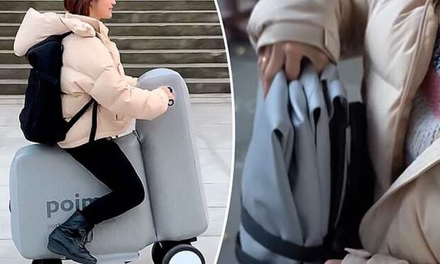 В Японии создали надувной электроскутер, который легко помещается в рюкзак