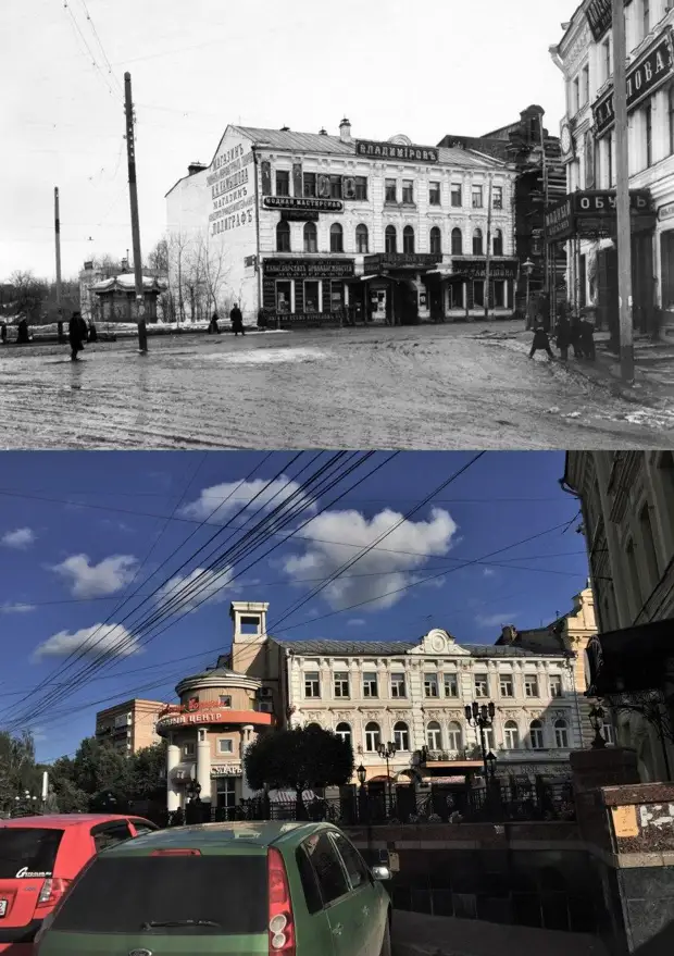 Нижний бывший. Большая Покровская 1945. Нижний Новгород было стало. Перекресток большой Покровской и дворянской. Большая Покровская 82 перекресток.