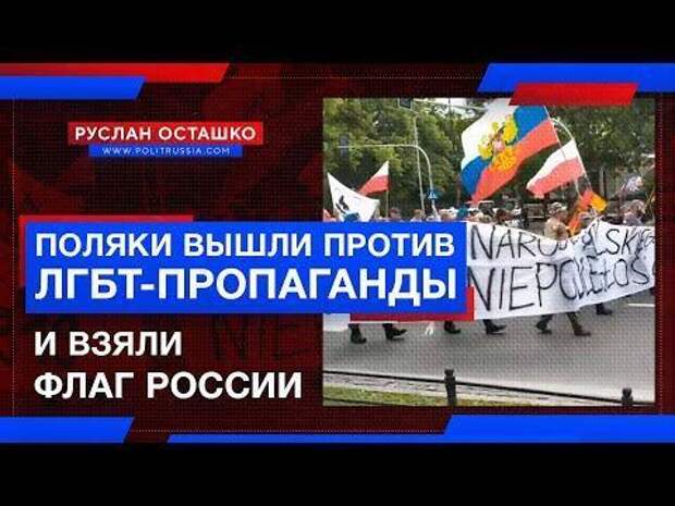Поляки взяли флаг России, и вышли против ЛГБТ-пропаганды