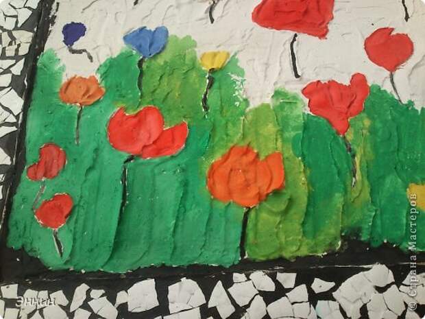 Картина панно рисунок Мастер-класс Рисование и живопись Маки МК картины из шпаклевки Гипс Гуашь фото 9