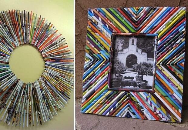 Transform a stack of old magazines into a colorful DIY picture frame