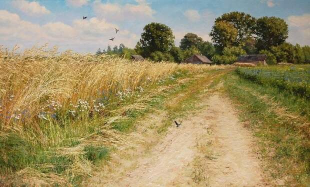 Деревенские пейзажи Художник, художество, деревня, длиннопост, картина маслом