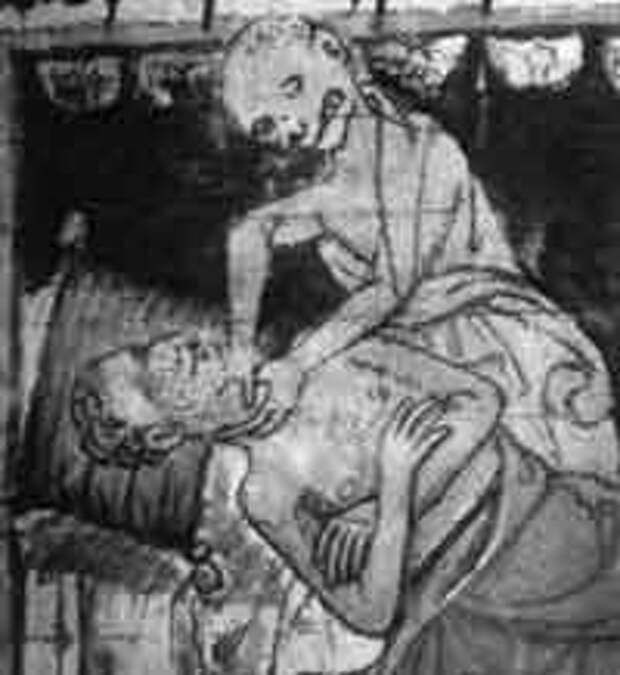 Рис. 5.7. Черная смерть. Из Stiny Codex, XIV столетие. Университетская библиотека, Прага, Чешская республика