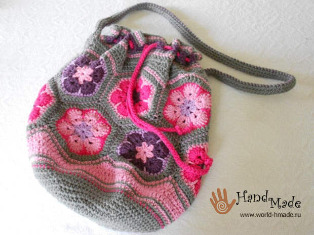 Сумка крючком из мотивов Сумка крючком из мотивов