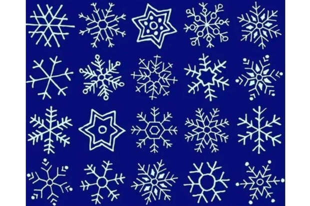 Сможете найти одинаковые снежинки за 15 секунд