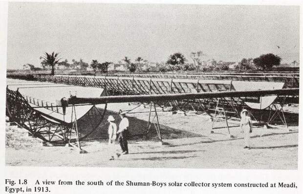 Первая солнечная «электростанция» в Египте (1913 год).