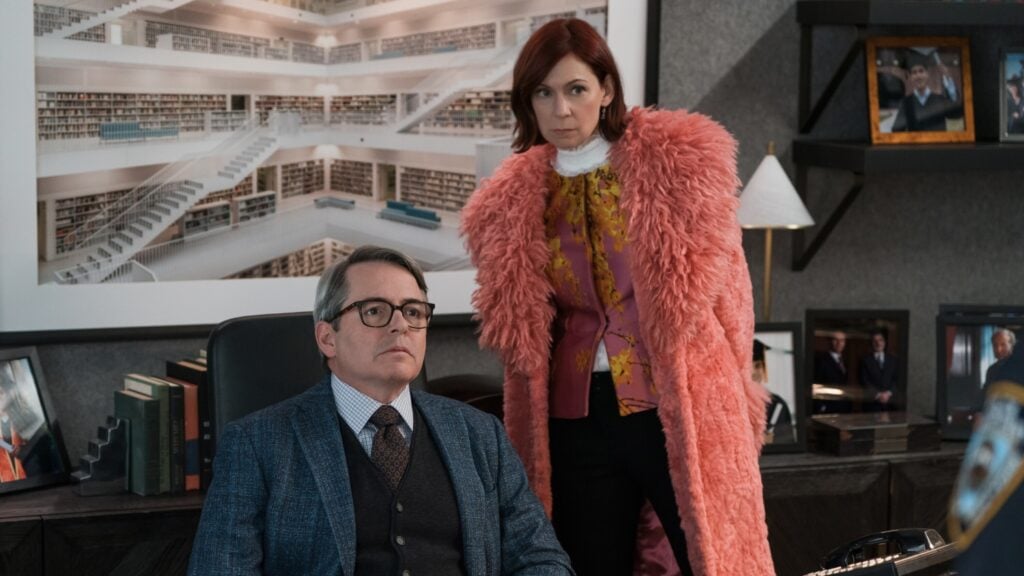 Matthew Broderick as Lawrence Grey and Carrie Preston as Elsbeth Tascioni