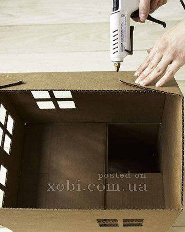домик для кошки из картонной коробки
