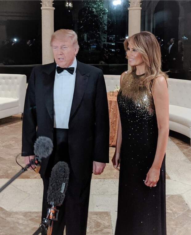 Черный + золото: платье Мелании Трамп на новогоднем балу (фото 1)