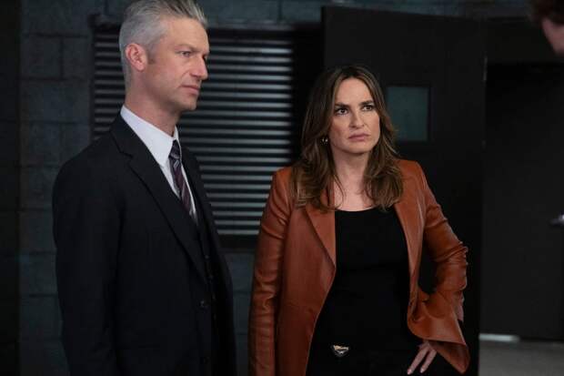 Benson and Carisi standing together looking annoyed on Law & Order: SVU Season 26 Episode 12