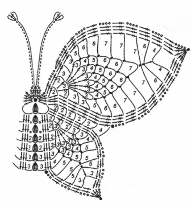 Как связать бабочку крючком схема