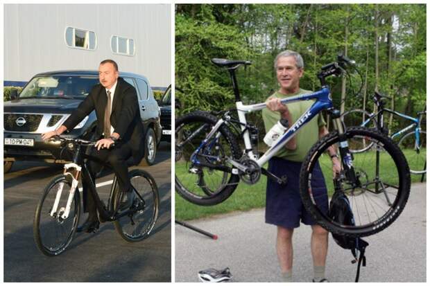Ильмхан Алиев и Джордж Буш велосипеды, звезды, интересное, фото