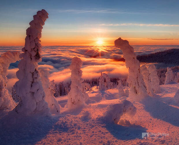 зимний Закат в Mount Spokane. (фото Chip Phillips)
