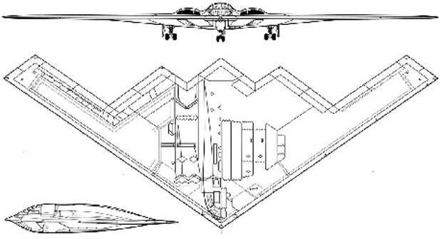 Проекции американского бомбардировщика B-2 Spirit