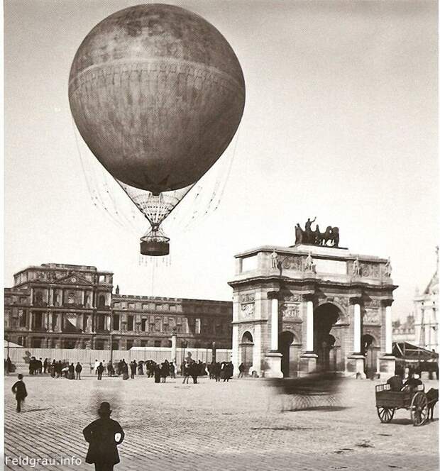 Воздушный шар в центре Парижа, Франция, 1878 г. история, люди, фото