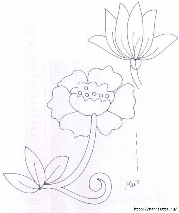 Подушки из мешковины и бархата с цветочной вышивкой (7) (500x594, 110Kb)