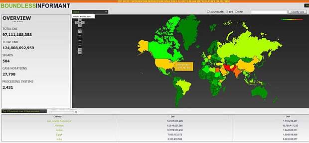 Карта глобального сбора информации АНБ.