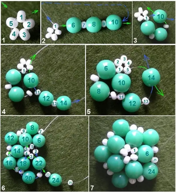 Шарик из бусин схема