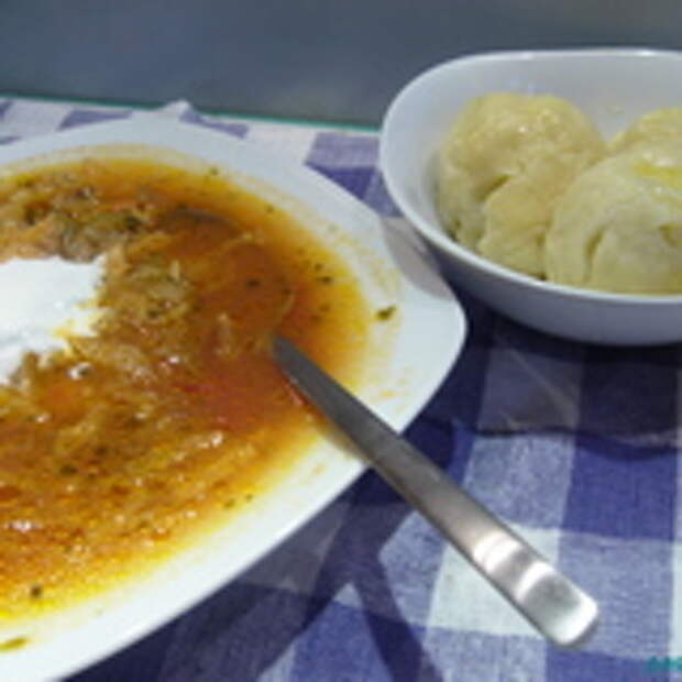 Борщ с галушками (полноценный обед)