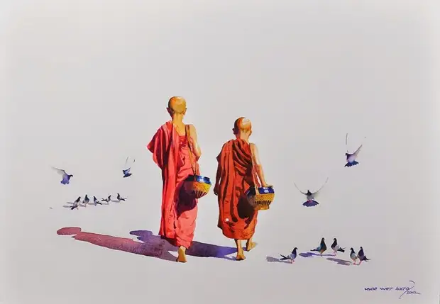 "Их путь непостижим и светел, как в небе лебединый след..." Бирманский художник Myoe Win Aung