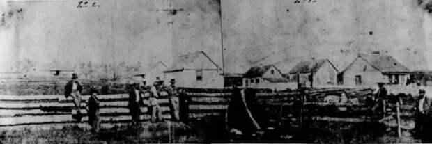 Фотография овцеводческой фермы на острове Сан - Хуан сделанная в 1859 году