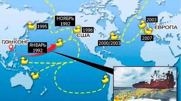 Куда за 15 лет доплыли резиновые уточки, упавшие в шторм с корабля