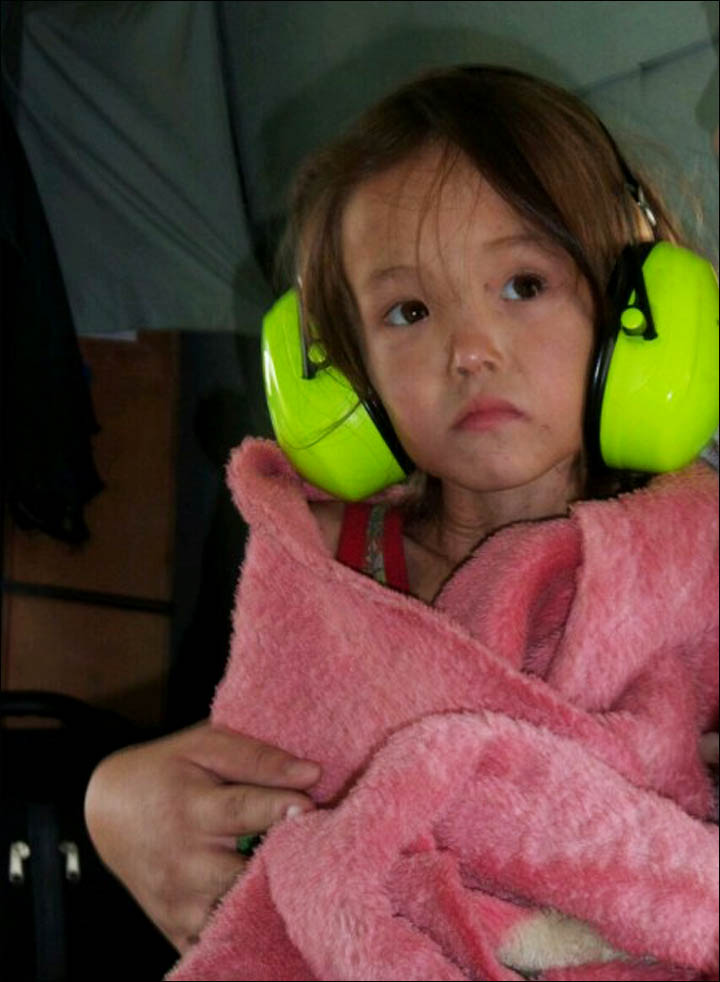 Karina in helicopter safe and sound