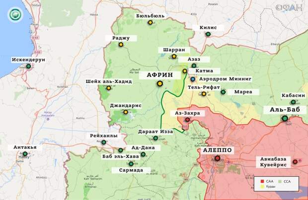 Карта военных действий в кантоне Африн