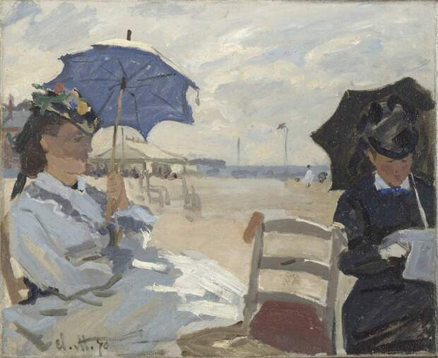 Claude Monet, "Beach in Trouville", 1870, The National Gallery, London
