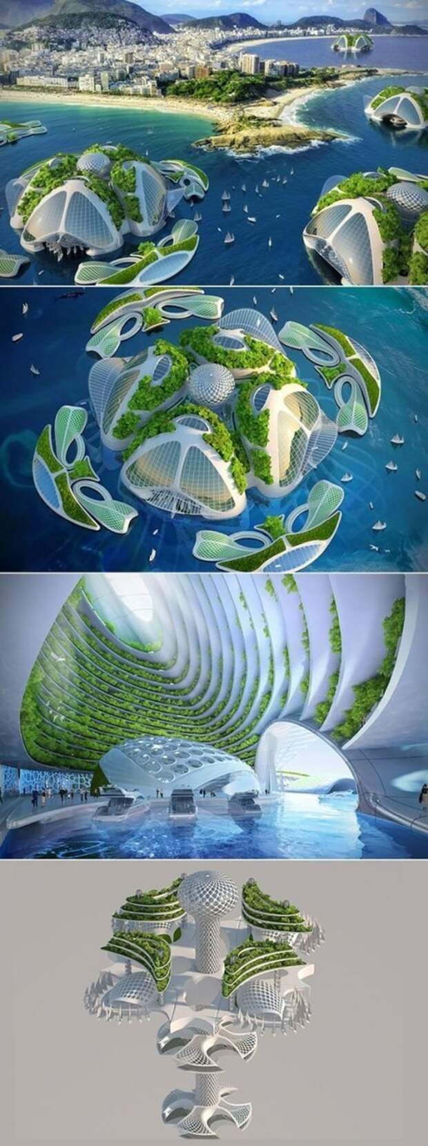 Подводная деревня небоскребов, которая вмещает до 20 000 человек архитектура, интересное, концептуальные фантазии, фабрик аидей