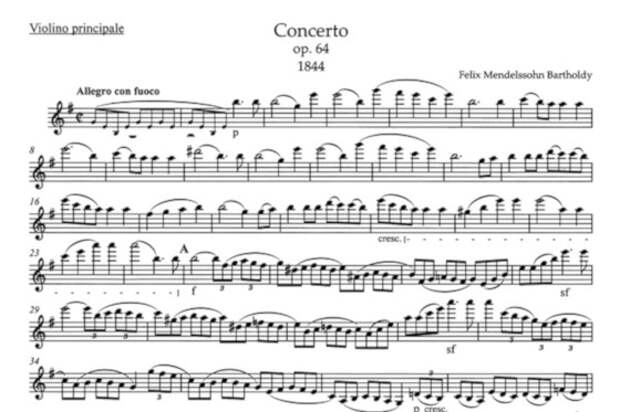 ноты  Концерта для скрипки с оркестром Мендельсона
