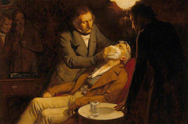 Первое использование эфира в стоматологии, 1846 год. Автор: Ernest Board.