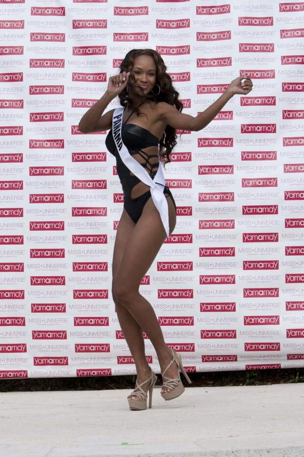 Yomatsy Hazlewood, Miss Panama 2014, poses during a swimsuit fashion show  during the 63rd annual Miss Universe Pageant in Miami