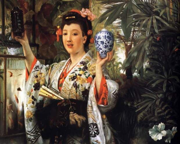 Young Lady Holding Japanese Objects, Автор: Tissot, Jacques Joseph (Жак Джозеф Tissot)Tissot, Jacques Joseph (Живопись на Gallerix.ru)