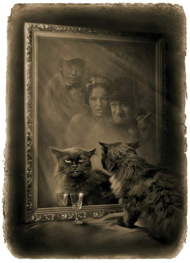 В зеркале прошел здоровеннейший черный кот и также пропал. «Мастер и Маргарита». Фотоиллюстрации Елены Мартынюк.