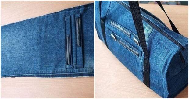 Удобная дорожная сумка из старых джинсов