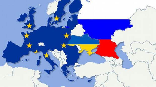 Карта с изображением Украины, России и ЕС 