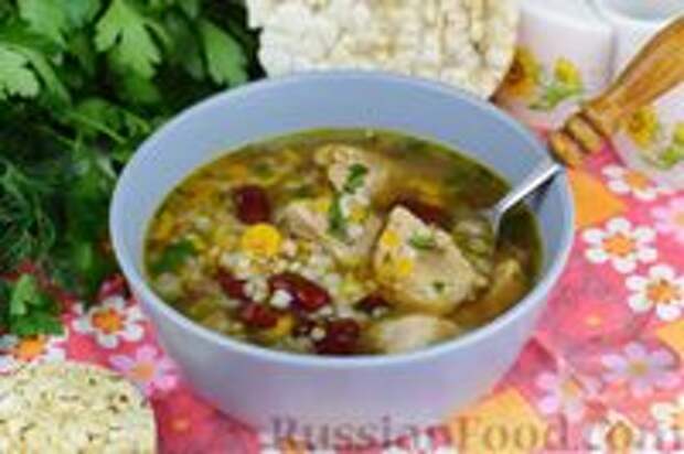 Фото к рецепту: Гречневый суп со свининой и консервированной фасолью