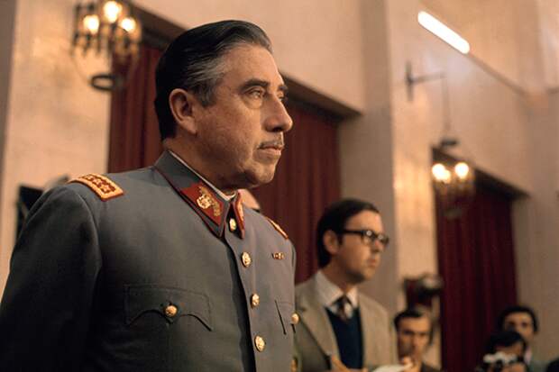 General Augusto Pinochet, head of Chile's ruling military junta, holds a news conference at Santiago's War College on September 21, 1973. Pinochet states that neither the US nor any other foreign nation was involved in the coup d'etat that overthrew the Marxist government of President Salvador Allende.