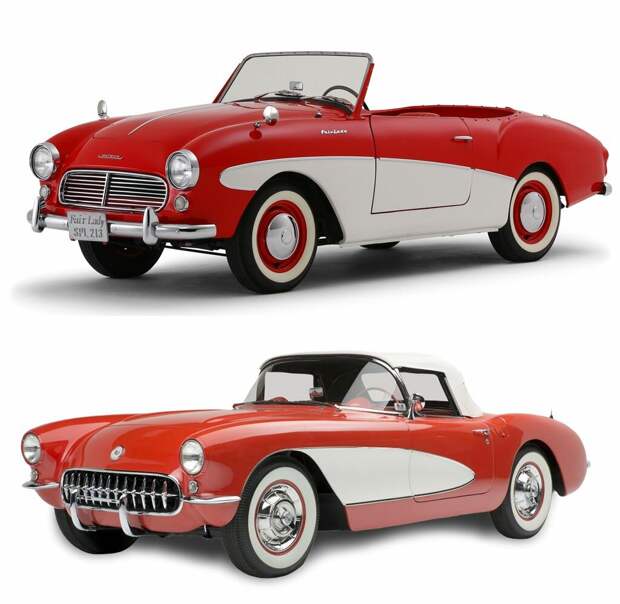 Datsun Fairlady SPL 213 (1960) и Chevrolet Corvette (1956)