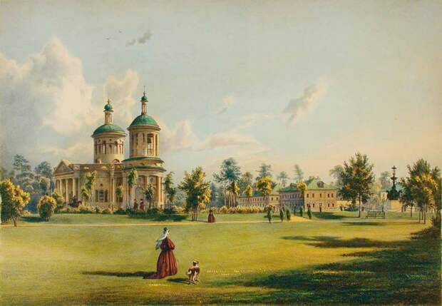Церковная площадь в рисунках Рауха. Фото: пресс-служба «ГМЗ «Кузьминки-Люблино»