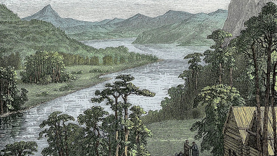 Вид Амура. Раскрашенная иллюстрация Пьера Эжена Грансира. 1864 год