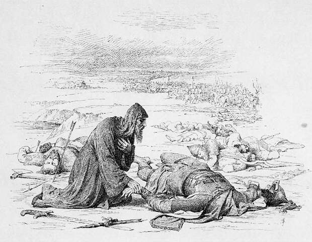 Верещагин В. П. Епископ Кирилл находит обезглавленное тело великого князя Юрия на поле сражения на реке Сить