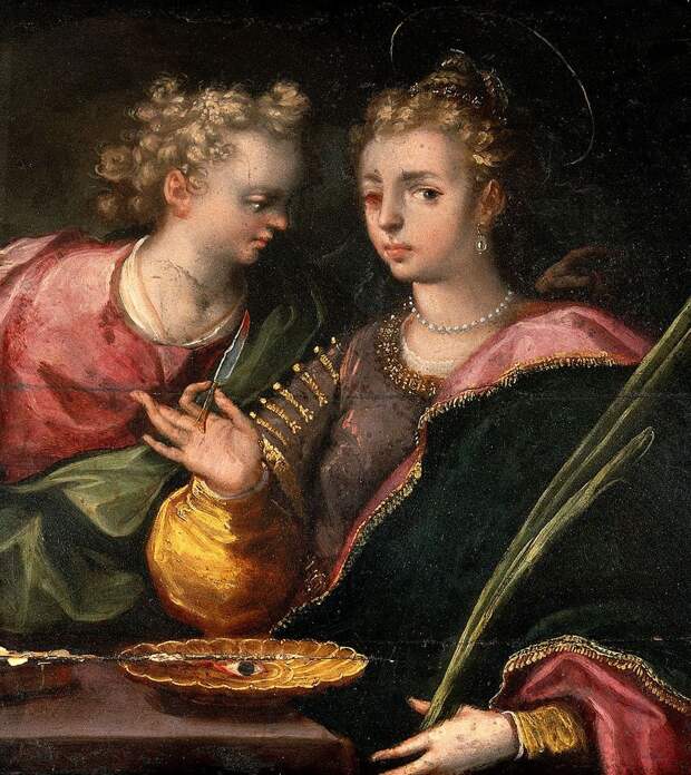 Saint_Lucy_and_an_angel._Oil_painting_by_a_Parmese_painter,_Wellcome_V0018438 (1).jpg